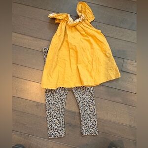 Savannah Mustard Yellow Top with White Floral Accents